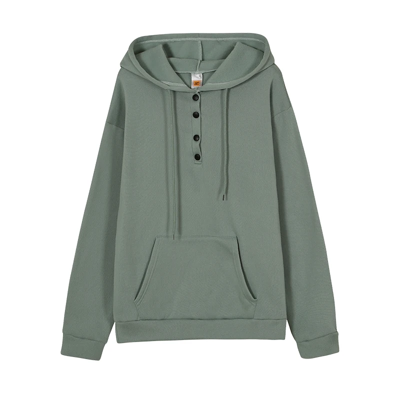 Europäischer und N Damen-Kapuzenpullover mit langen Ärmeln, lockerer, lässiger Kapuze und Kordelzug – Detail 14