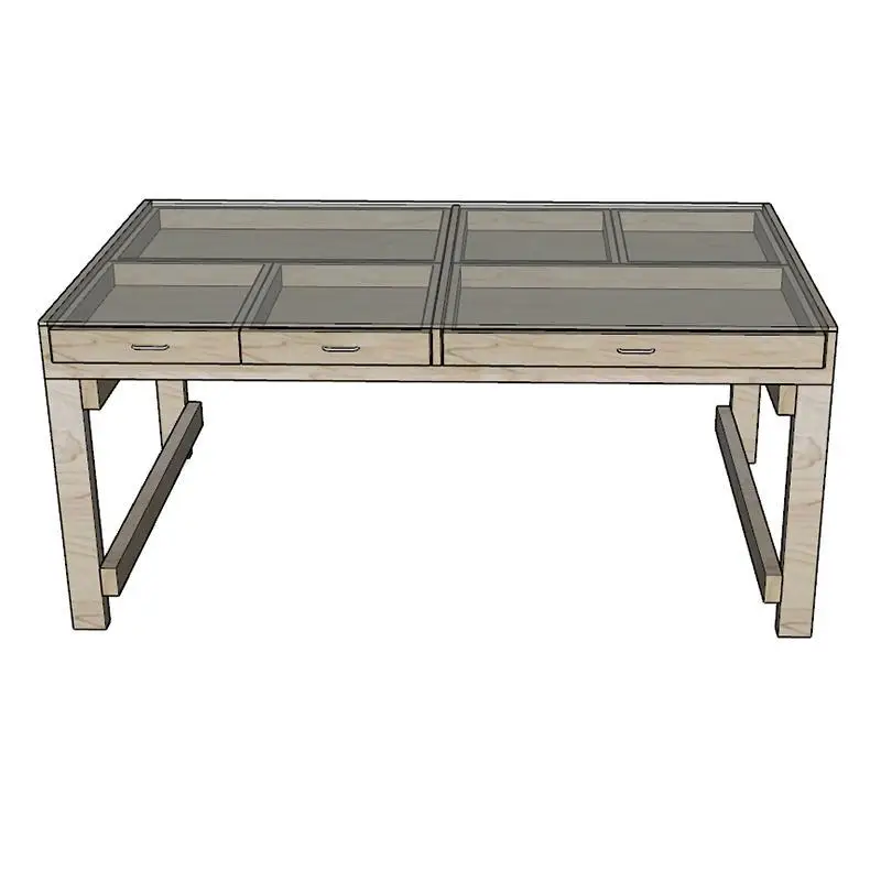 Aluminum profile industrial style conference table birch