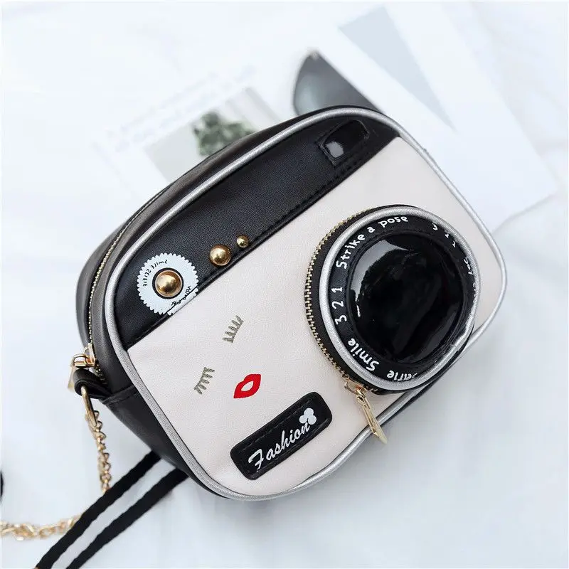 

Мини-сумка через плечо из ПУ для фотоаппарата, маленькая сумка с большой вместимостью, забавная сумка-коробка, кроссбоди с металлической цепочкой, женская сумка-мессенджер из ПУ