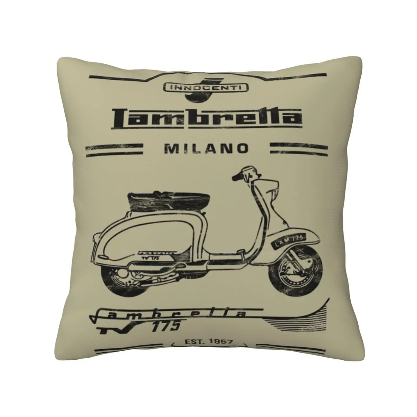 Lambretta Tv175 Vintage Scooter Pillowslip Pillowcase Innocenti Milano Pontedera Italian Design Italia Design Scootering