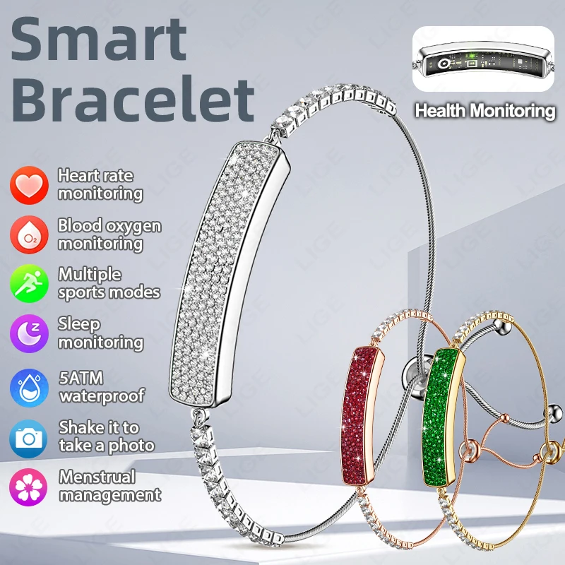 

Fashion Ladies Fitness Tracker Step Tracker Heart Rate Blood Oxygen Stress Sleep Monitor Waterproof New Smart Bracelet for Women