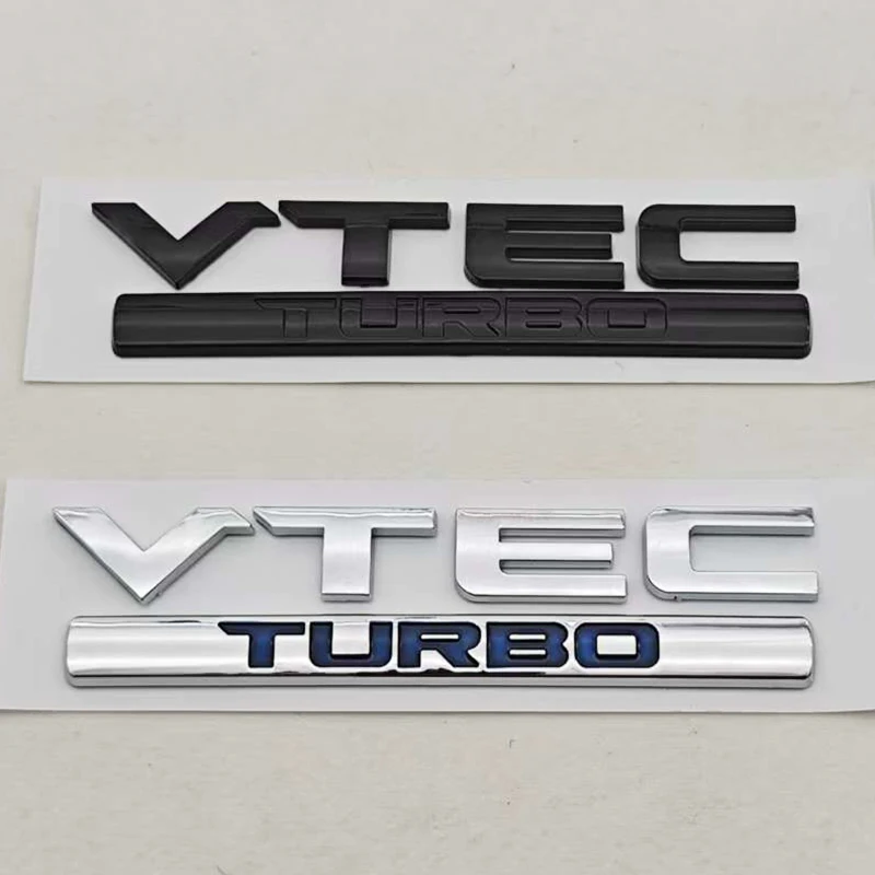 3d abs cromo logotipo preto vtec turbo emblema porta-malas traseiro do carro adesivo emblema decalque emblema para honda civic accord crv acessórios automotivos
