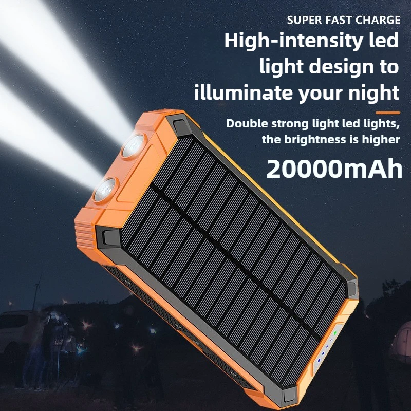 

Беспроводное зарядное устройство на солнечной энергии 15 Вт, 20000 мАч | 6 выходов, 3 кабеля, двойные фонарики, карабин, подходит для всех мобильных устройств