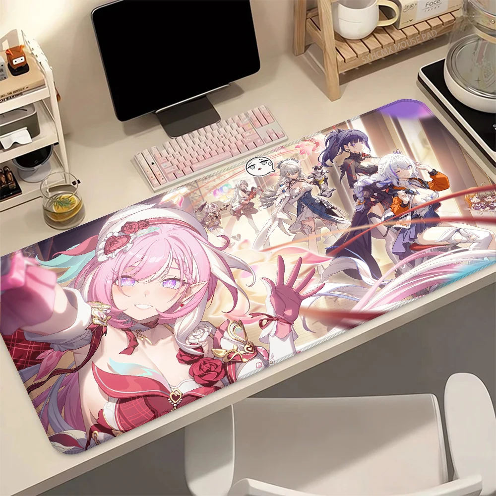 Anime Mouse Pad Gamer Computer Accessories XXL 90×40cm Keyboard Table Mat Pink Hair Rose Anime Girl Group Office Gaming Desk Mat