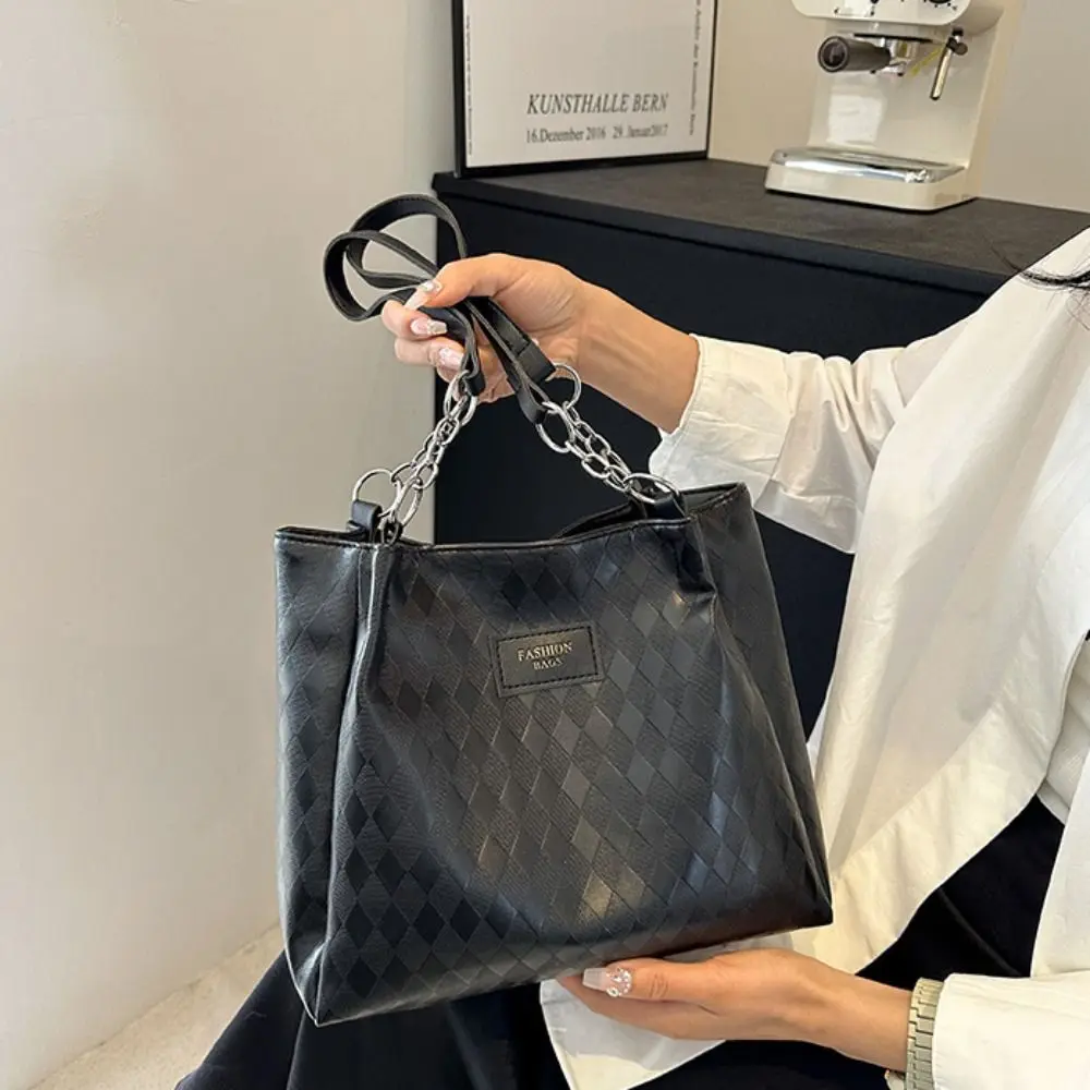 

Shopping Tote Bag Simple Shoulder Bag Korean Style Minority Design PU Handbag PU Large Capacity Bag Couple