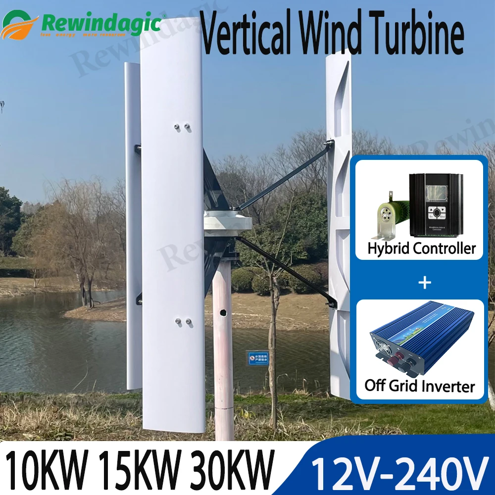 

Vertical Wind Turbine Generator 10KW 20KW 30KW 12V 24V 48V Free Energy Wind Power Windmill Permanent Maglev For Home