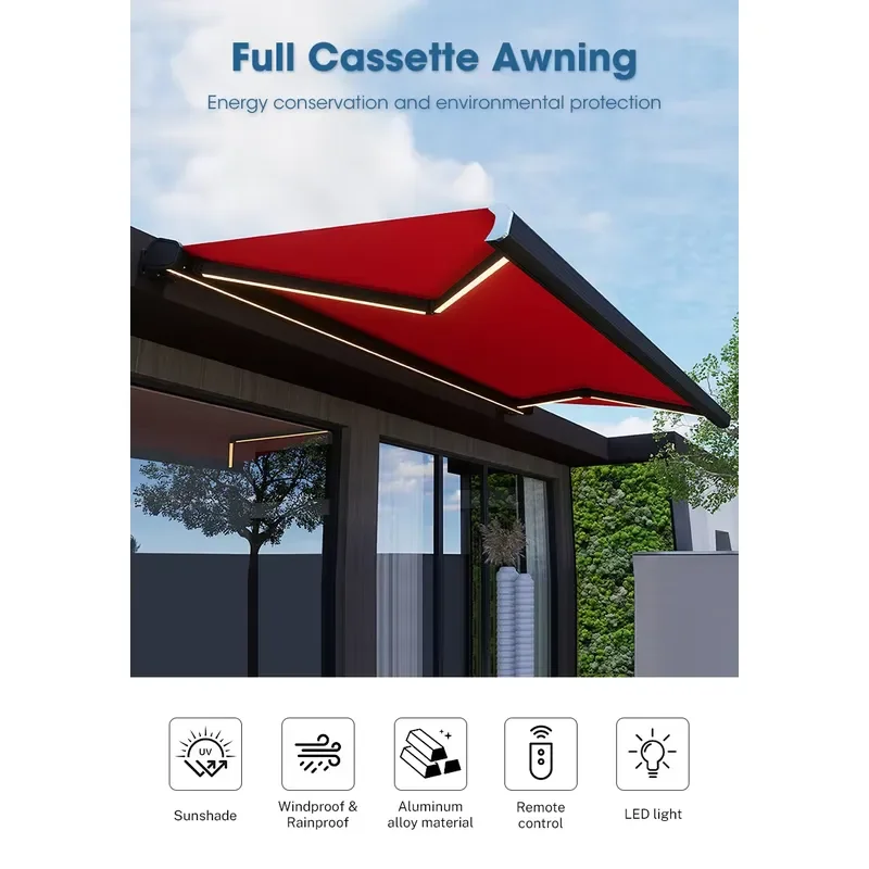Hot Sale Crank Arm Awning for Wall Mounting Aluminum Full Cassette Retractable Shade Awning at Competitive Price