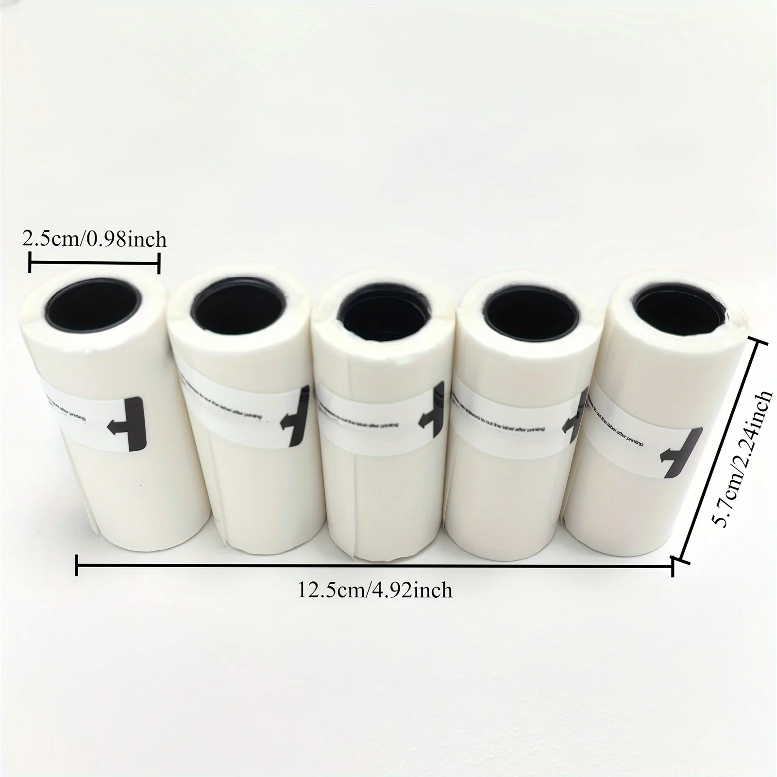 5 Rolls Clear Thermal Sticker Paper 57mm Self-Adhesive Multi-Use Labels for Portable Receipt Printers CD Labels/Name Cards