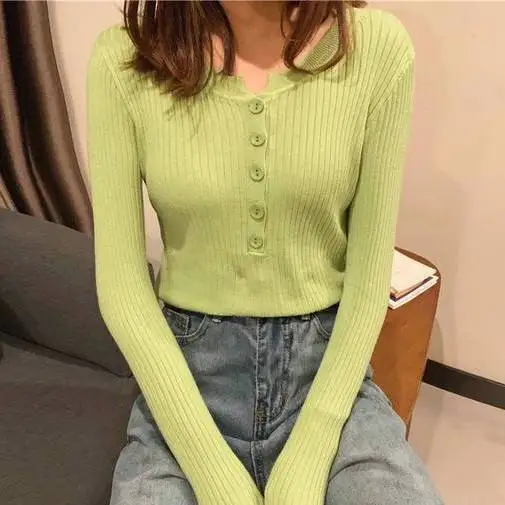 

Autumn and Winter Design Knitted Shirt Interior Bottom Top Women's New Style Outer Sweater Small Shirt Slim Fit Look Top