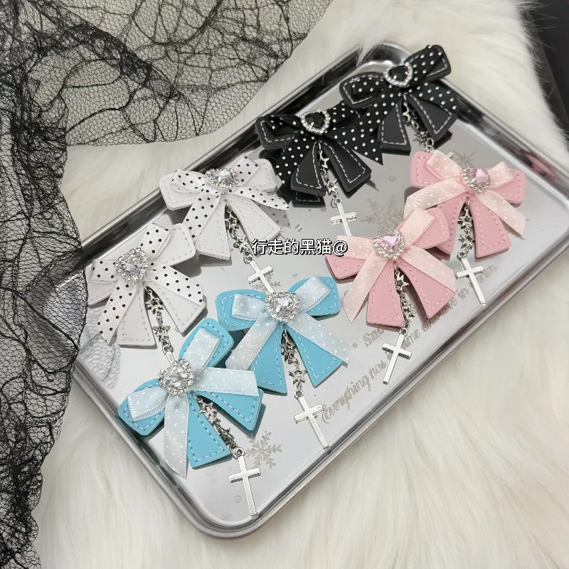 

Заколка для волос Original Mine Series с бантом в горошек из страз, массовое производство, милая, в стиле Лолита, боковая заколка, аксессуар для волос в готическом стиле субкультуры