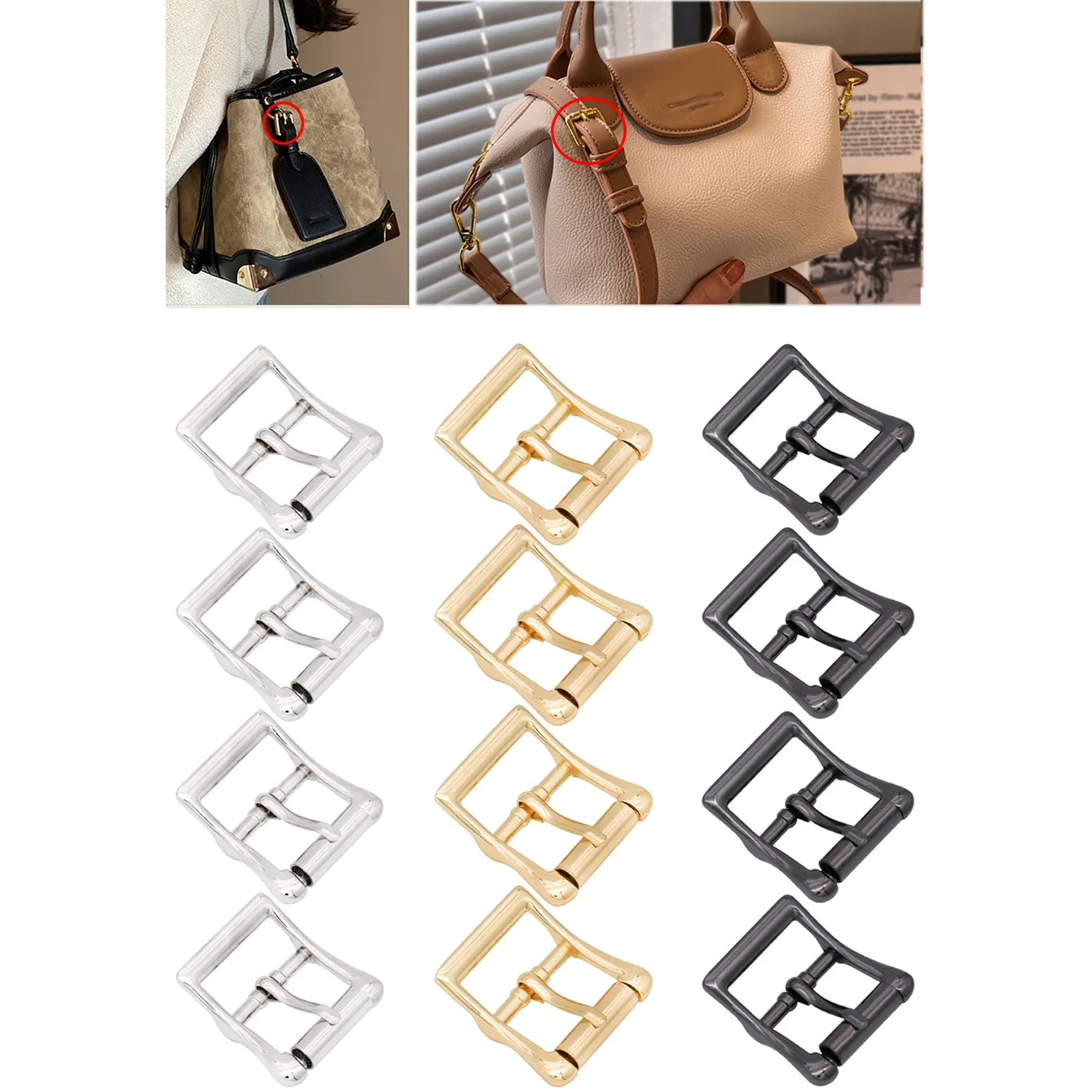 

Thick Metal Roller Buckle, Single Prong Belt Buckle Square Center Bar Buckles for Bags Leather Craft Accessories DIY Making