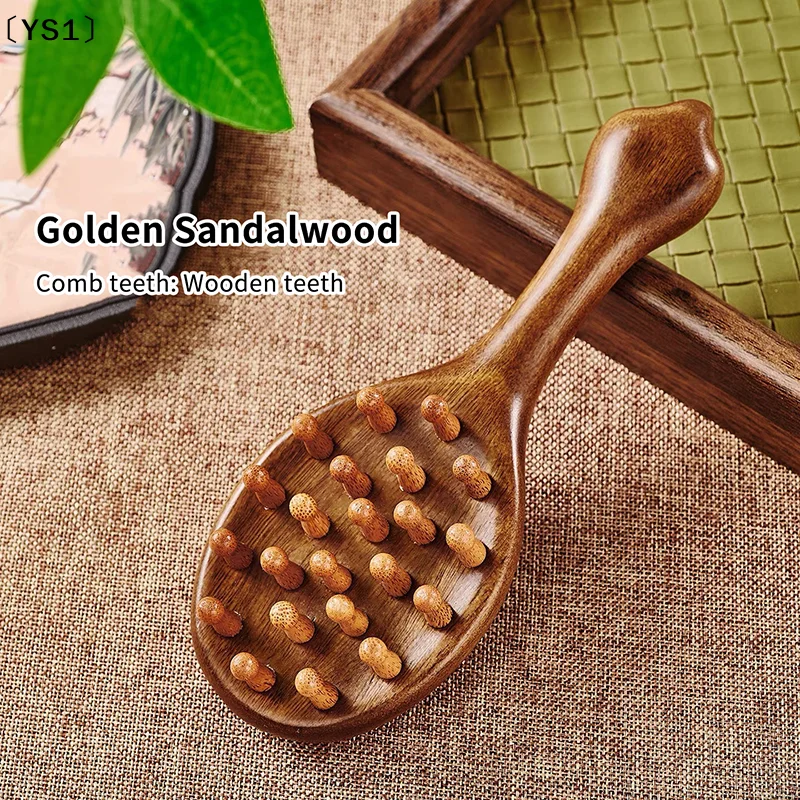 〔YS1〕Multi Functional Head Meridian Comb Detangling Long Hair Comb Thick Tooth Golden Sandalwood Scalp Massage Tool - view 5