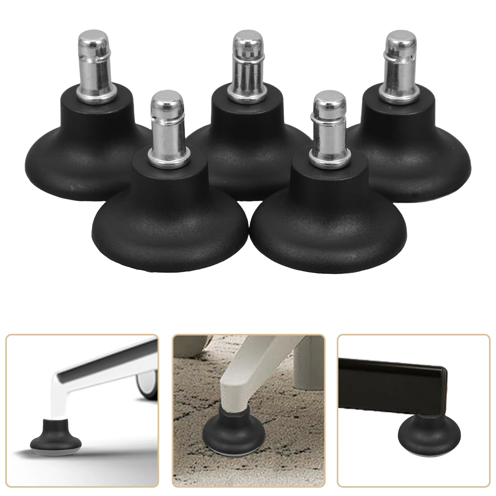 5 PCS Office Chair Mat Wheels Low Profile Furniture Stoppers Desk No Non Slip Pads