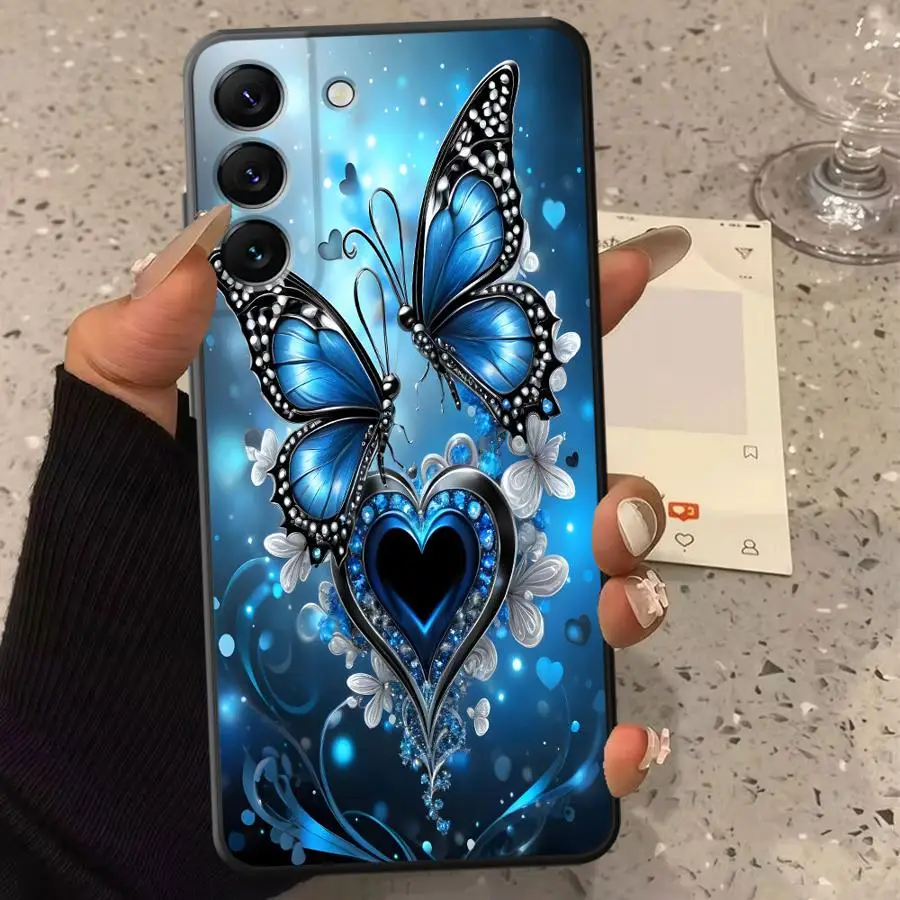 Blue Butterfly Phone Cover Case for Samsung Galaxy A35 A24 A11 A12 A15 A34 A51 A13 A14 A16 A22 A52 A36 A26