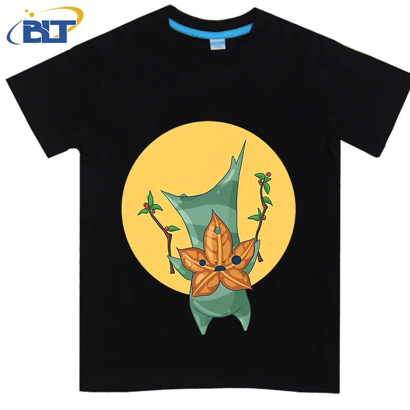 T-shirt de manga curta de algodão com o korok impresso para crianças, tops casuais adequados para meninos e meninas, verão