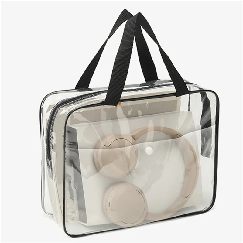 ABFN-6 Packs Toy Storage Bags,Reusable Clear Storage Bags With Front Pocket,Waterproof Toy Organizer Bags