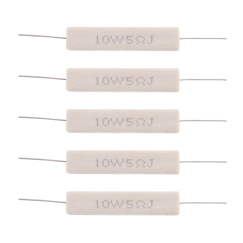 Керамические цементные резисторы 5 шт. Керамический цементный резистор с проволочной обмоткой 5 Ом 10 Вт 5%