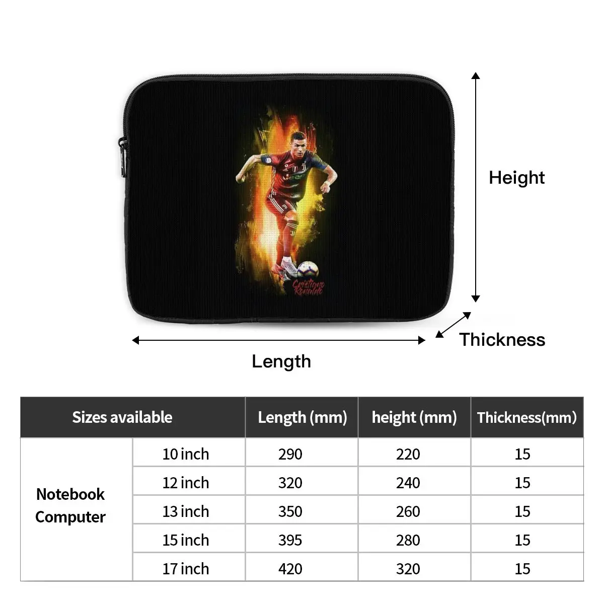 Ronaldo Wallpaper Notebook Laptop Bag Case Pouch Notebook Sleeve Cover Bag Tablet Shockproof Case Bag