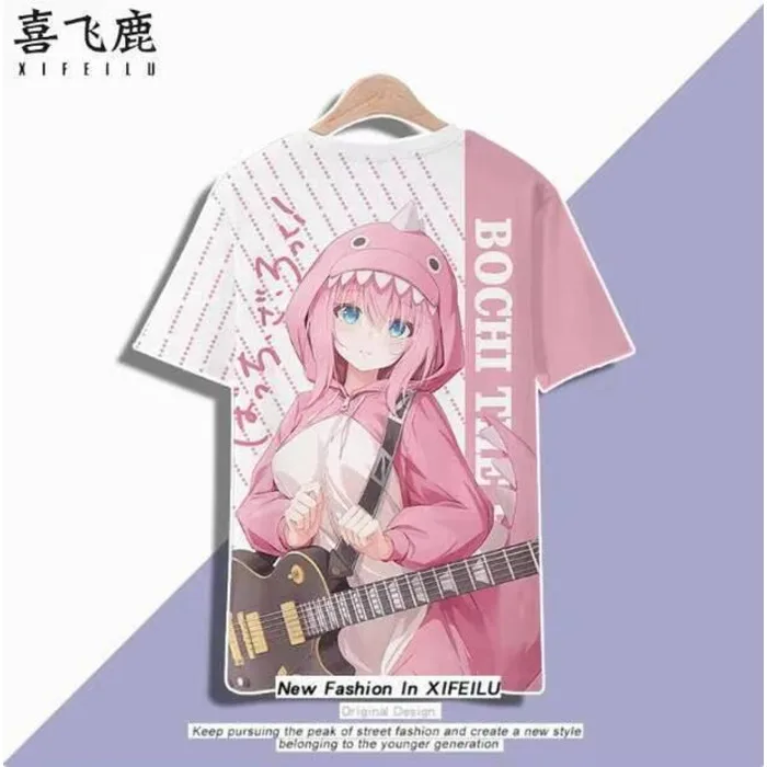 

Anime Bocchi The Rock Gotoh Hitori Short Sleeve T-Shirt Summer Cosplay Costume Casual Student Loose Tops Anime