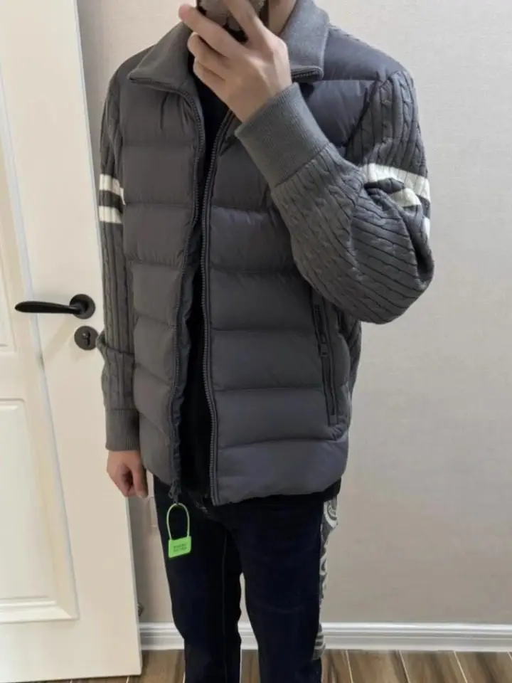 

High-Quali Knitted Patchwork Cotton Jaet with Stand Collar for Men And Women Warmth Guaranteed Faionable Ci Sle