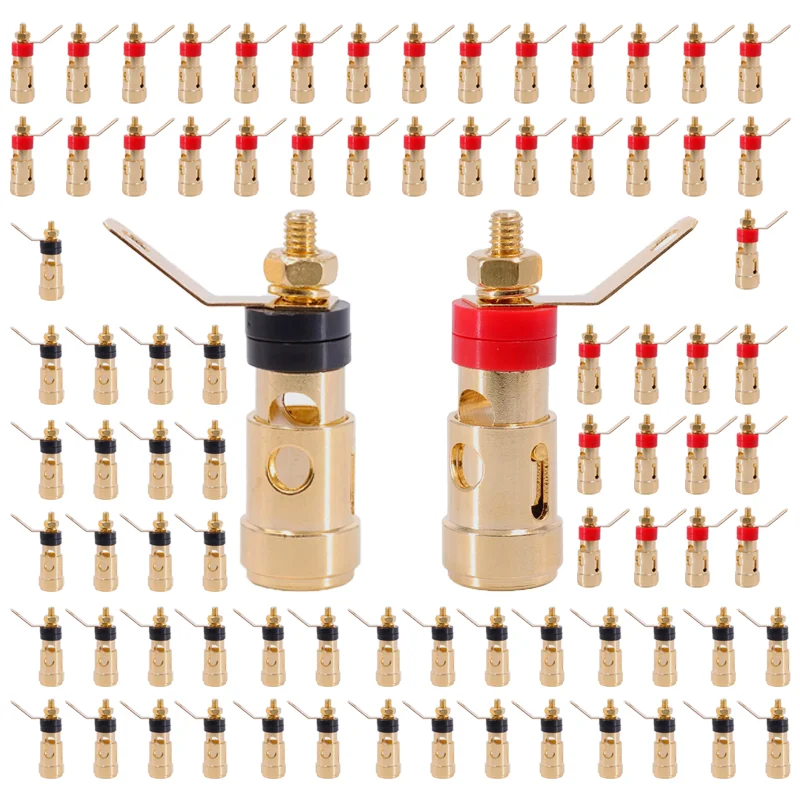 

20/100PCS Gold-plated Small Speaker Push-type Spring Terminal Amplifier Spring Self-locking Socket Push-type Terminal