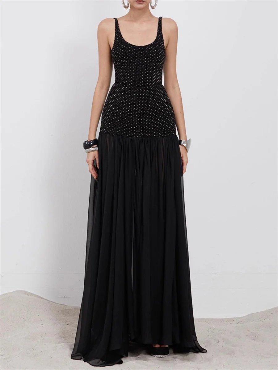 

traf 2025 summer women's clothing jumpsuit + skirt suit hot diamond corset ladies top jumpsuit mesh skirt 2 suits y2k clothes