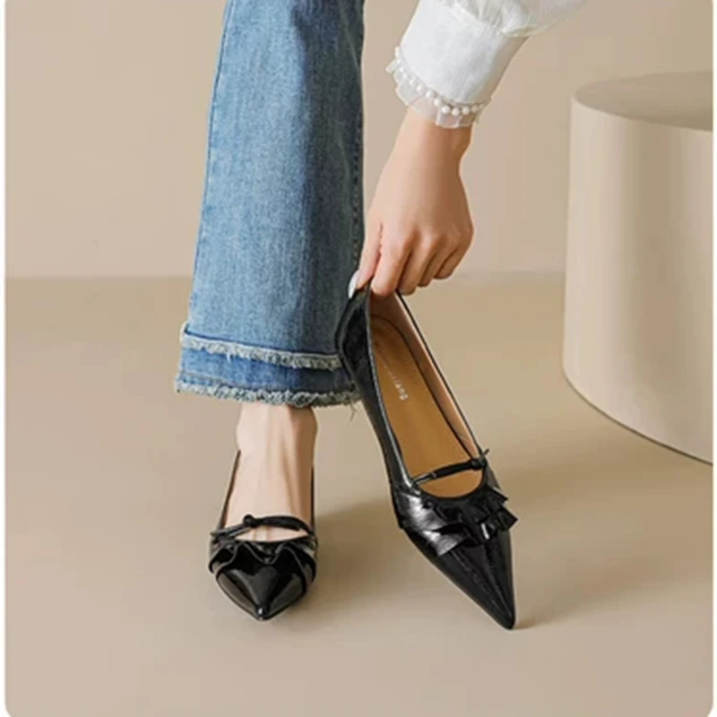 

Женская обувь, лето 2024, сандалии на среднем каблуке, элегантное платье, офисная рабочая обувь, женская прогулочная обувь с острым носком, Zapatillas Mujer