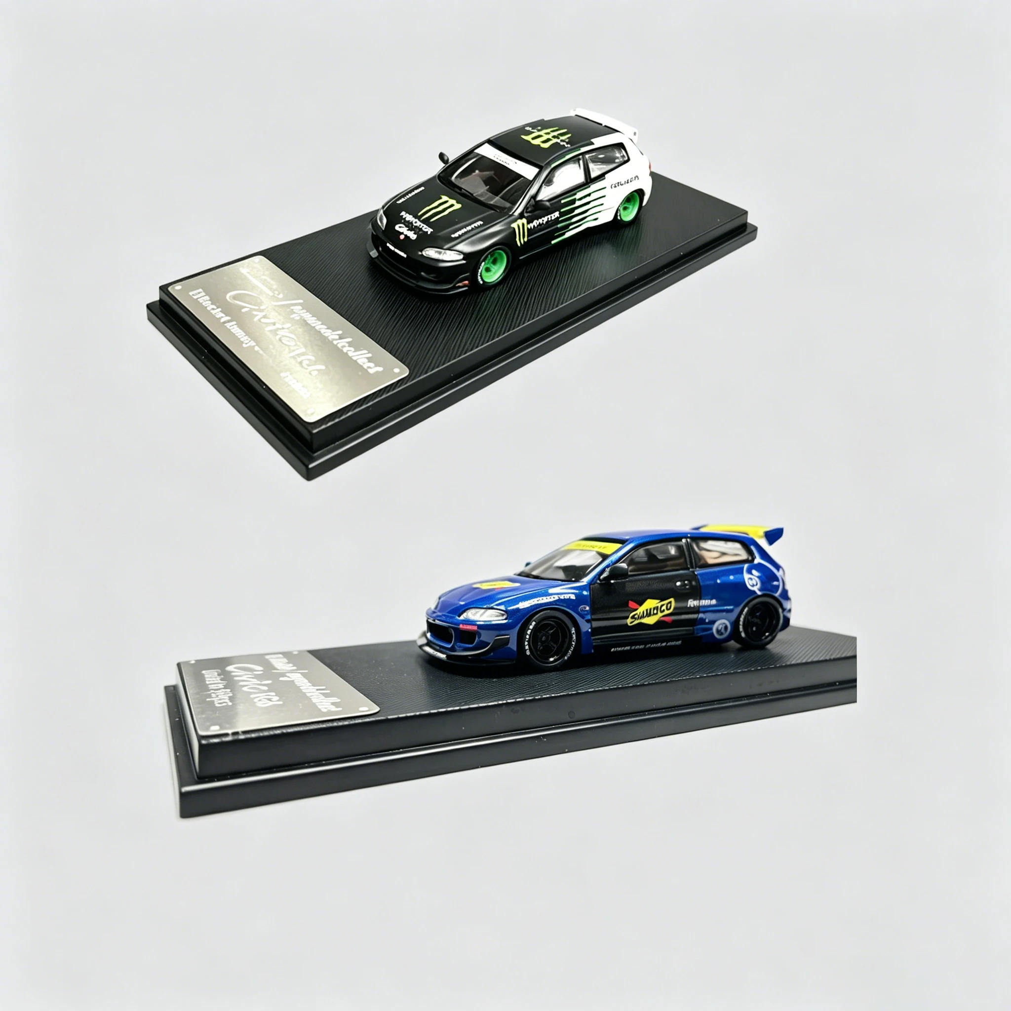 

My Model Collect MMC 1:64 Honda Civic EG6 White Black Track Livery / Blue SUNOCO Alien Theme Diecast Model Car In Stock