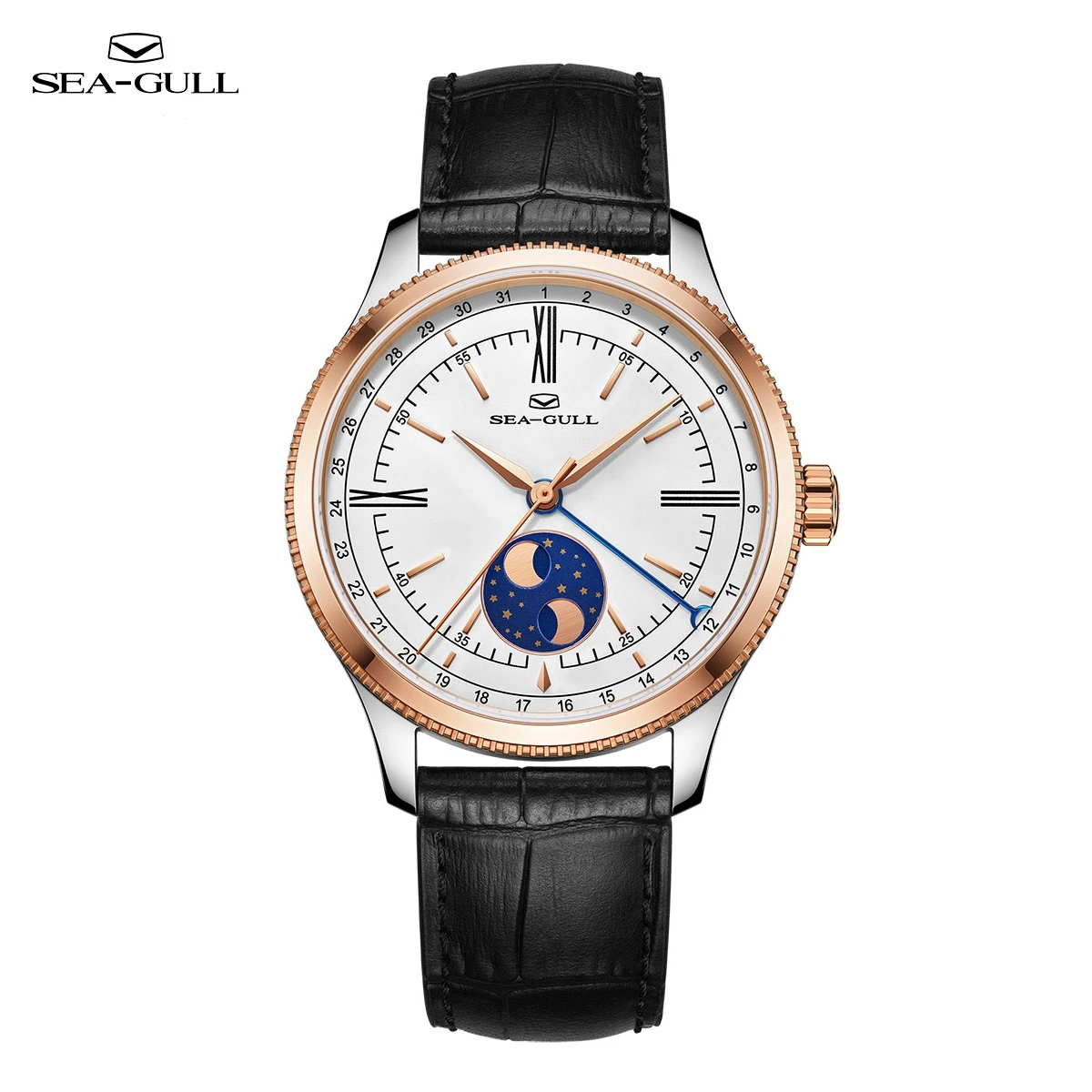 Seagull Men\'s Watches Moon Phases Automatic Mechanical Watch For Men 50M Waterproof Wristwatch 2023 NEW часы мужские 6170