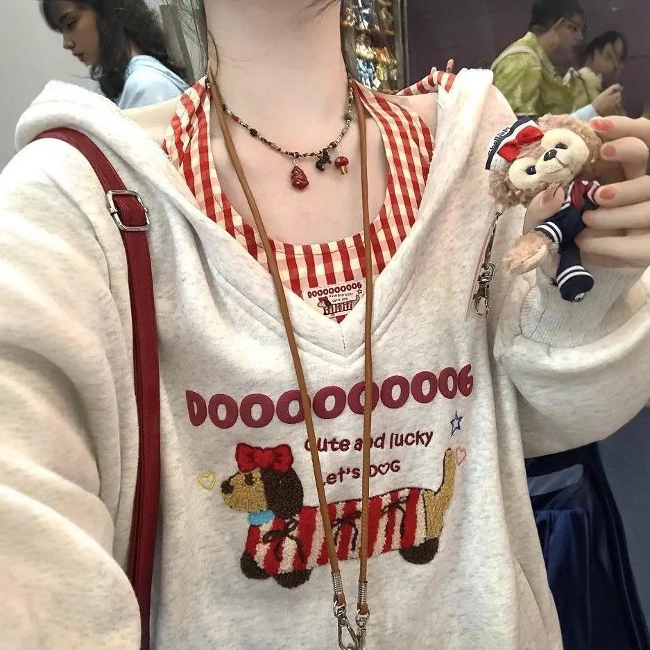 الخريف الشتاء رقيقة نقية الحلو نمط المرقعة منقوشة الخامس الرقبة حجم صغير تنوعا البلوز معلقة الرقبة ملابس داخلية قطعتين...