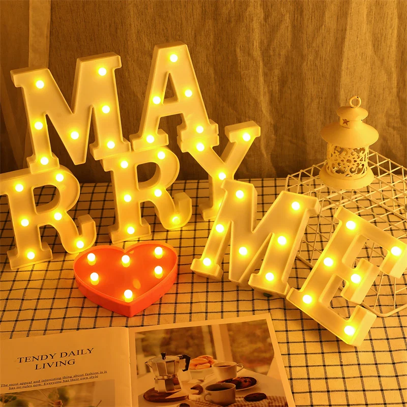 Wedding Decoration for Home Letter LED Lights Number Night Light Baby Shower Birthday Party Ramadan Decoration Valentines Day