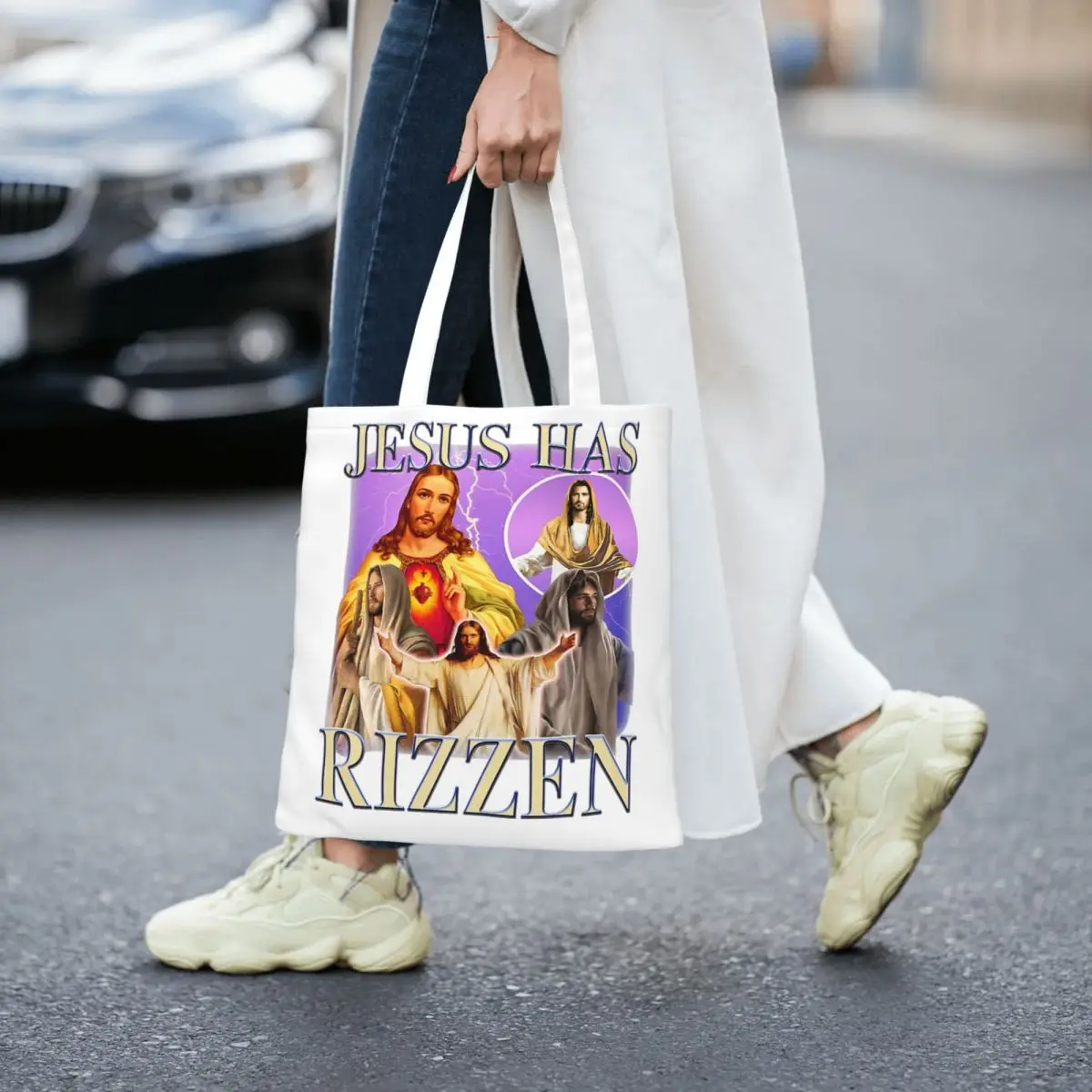 Unisex Christian Saint Jesus Has Rizzen Tote Bags Large Capacity Christ Religious Saint Shopping Bag for Lady Handbags