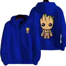 Men I Am Groot Cartoon Zipper Hoodie