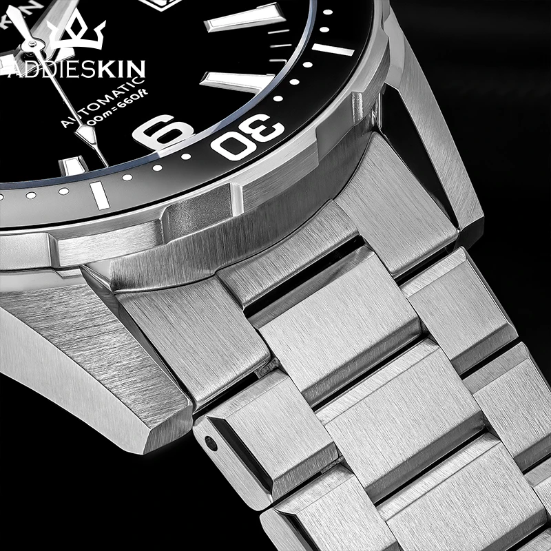 

Мужские автоматические часы для дайвинга AddiesKin Miyota 9015 с черным циферблатом, сапфировым стеклом и керамическим безелем, автоматические механические мужские часы K009