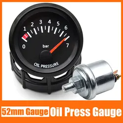 Medidor de presión de aceite Universal para coche, prensa LED con Sensor, soporte negro, 52mm, 12V, 0-7bar