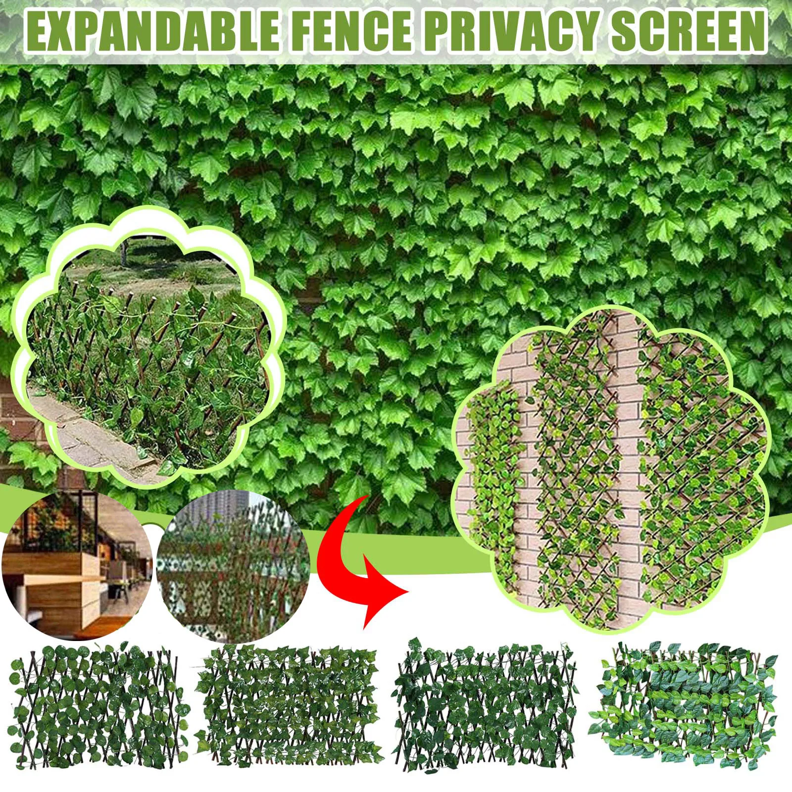 Retractable Fence Expandable Faux Ivy Privacy Fence Garden Fence Decoration Rattan Wall Hanging Creeper Ivy Plant Decoration