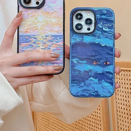 MagSafe Acrylic Sea Wave Phone Case Cover for IPhone 11 12 13 14 15 Pro Max Case for IPhone 15 Pro Max