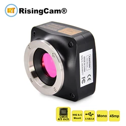 RisingCam monocromatico 45mp imx492 sensore CMOS USB3.0 Mono fotocamera per microscopio digitale per microscopio trinoculare con attacco C e M42