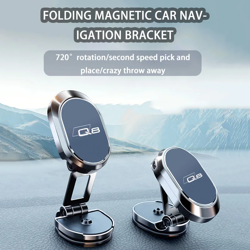 Metal Magnetic Attraction Car Phone Mount GPS Holder For Audi Q8 Q3 Q5 Q7 2007 2017 2023 2024 Accessories Logo Carplay Interior