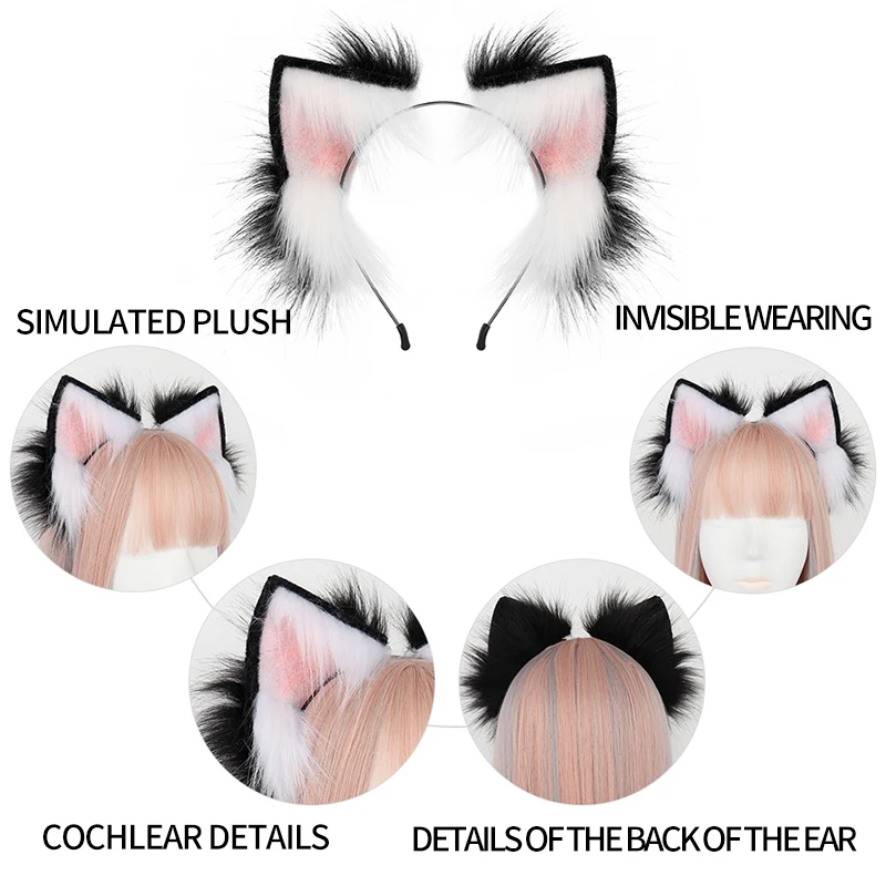 Adorabile fascia realistica fatta a mano con orecchie di gatto: perfetta per spettacoli teatrali, costumi di Halloween e regali