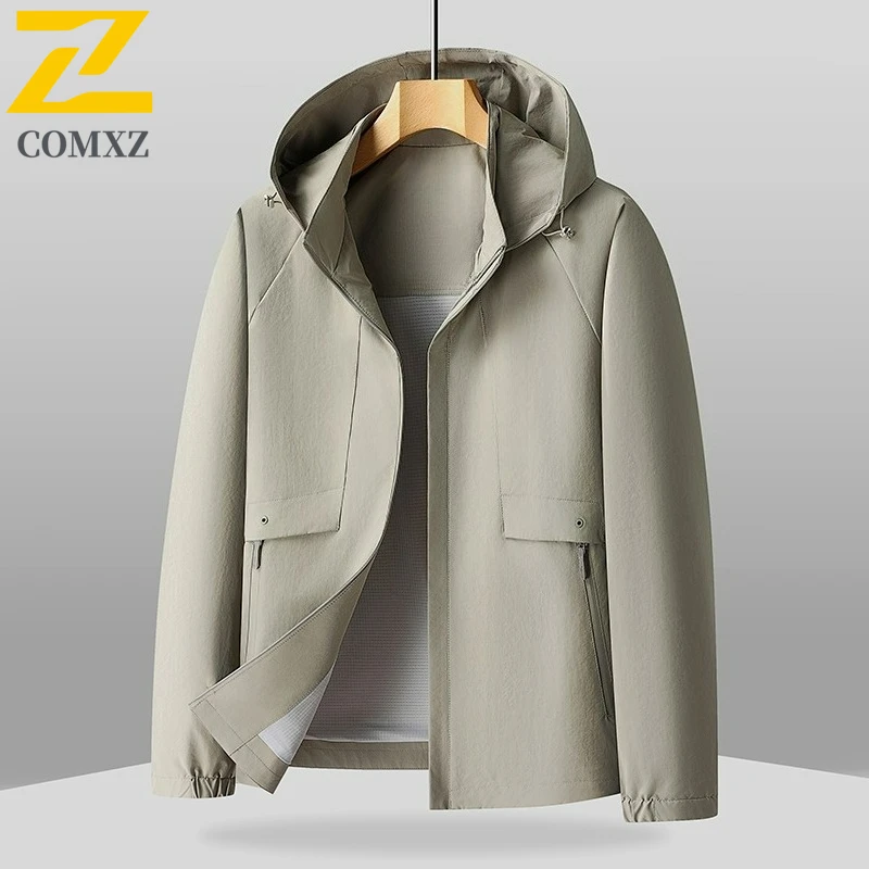 

COMXZ New Premium Mens Jacket Autumn Casual Removable Hooded Camping Coat High End Windproof Comfortable Stylish Daily Outerwear