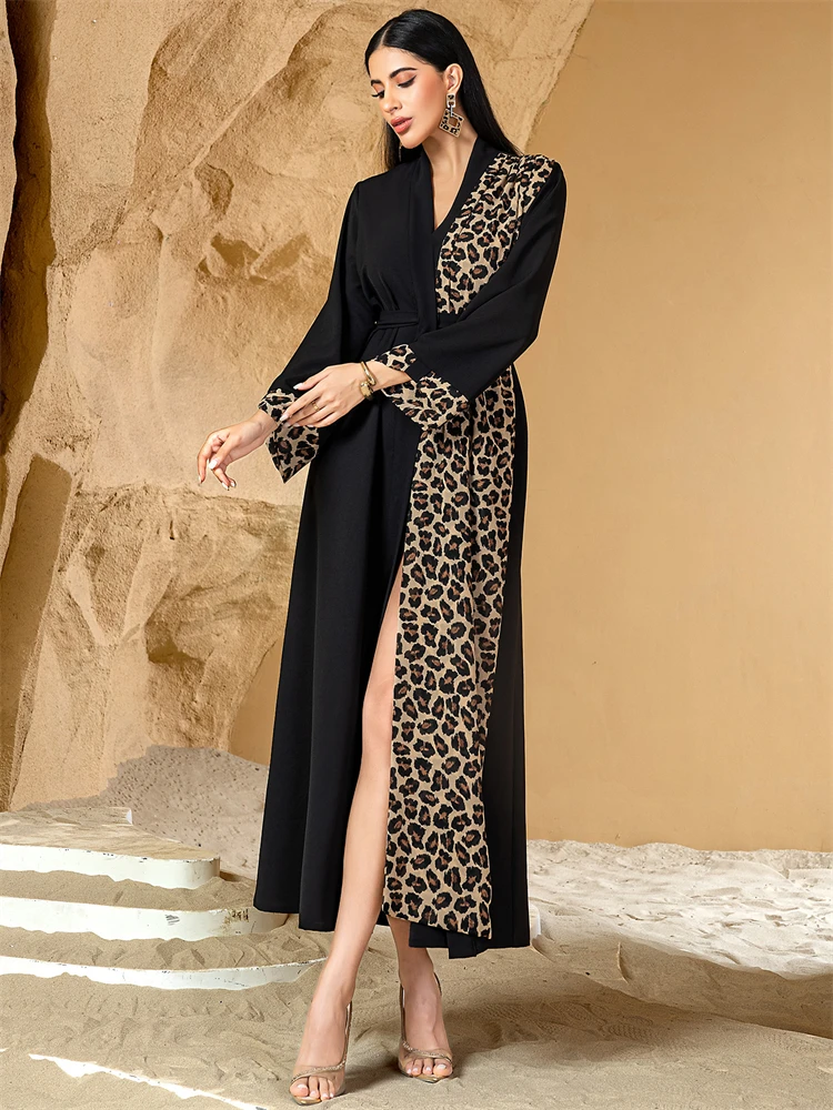 Ramadan Eid Nero Aperto Kimono Abaya Dubai Lusso 2025 Abito caftano musulmano Abaya Per le donne Islam Abbigliamento Robe Femme Musulmane