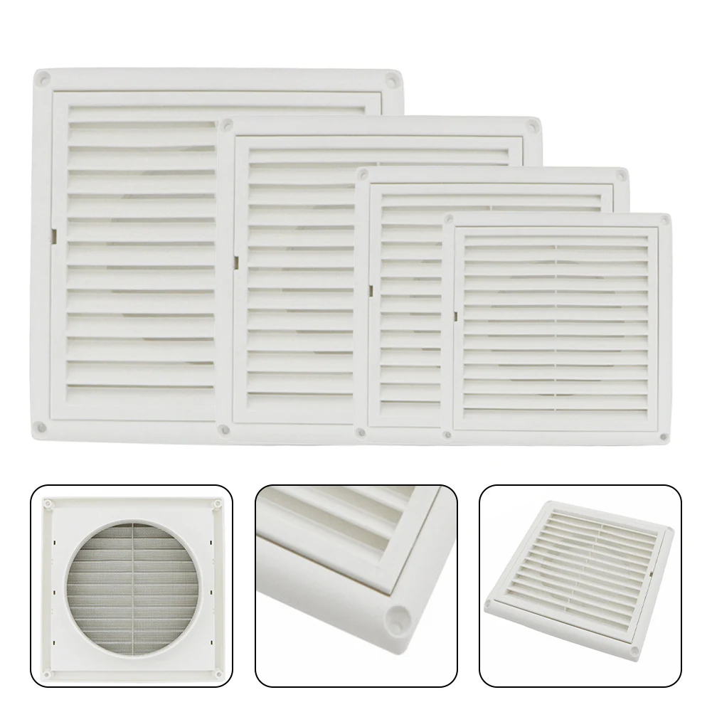 

Outdoor Square Vent Louver Ventilation Grill With Filter Fresh Air System Mosquito Insect Net Cover Screen Exhaust Outlet