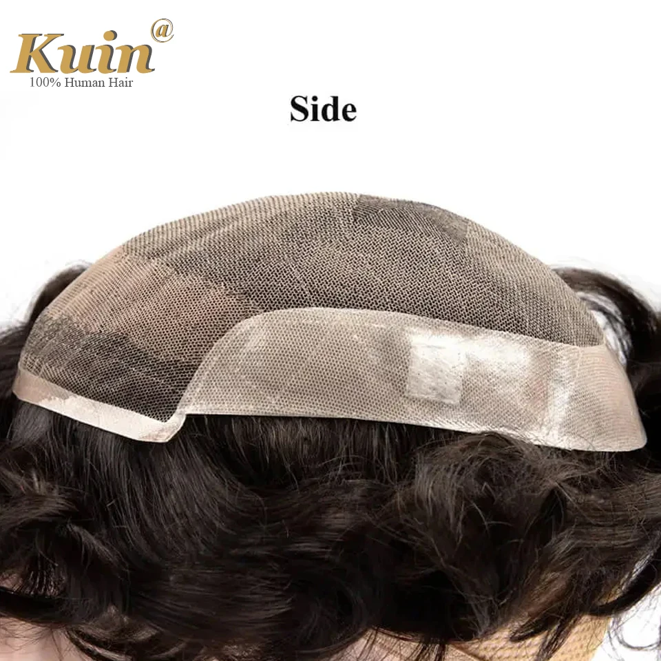 Lace Pu Men Toupee Indian Human Hair Wig Breathable French Full Lace Wig For Men Invisible Capillary Prosthesis Hair Replacement