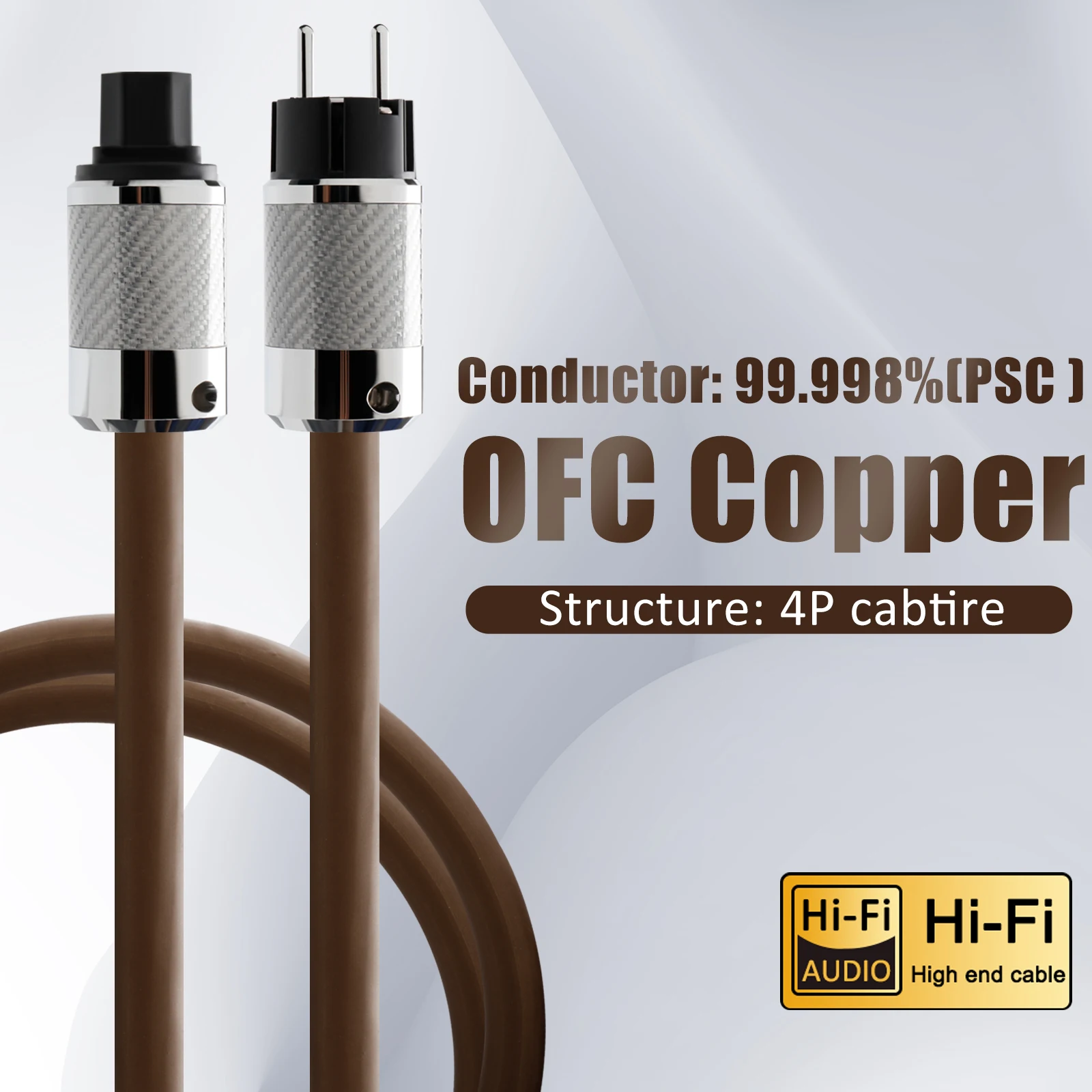 

Monosaudio P905 High-End AC EU Standard to IEC Power Cable Psc Copper Schuko Mains HIFI Extension Cable Carbon Fibre Plug