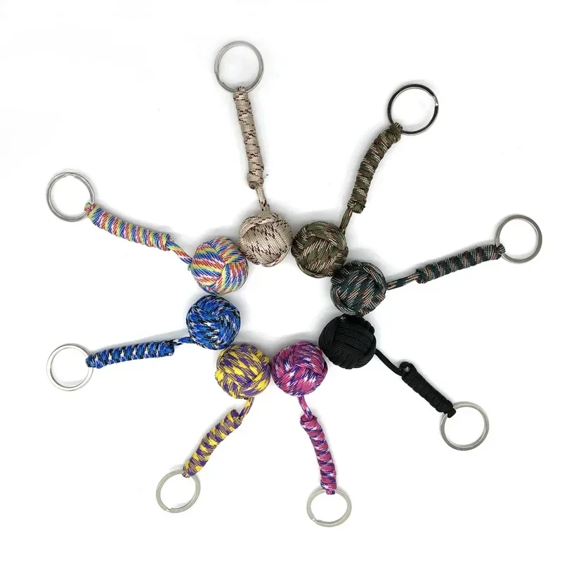 

Тактический брелок для самообороны на открытом воздухе, подвеска в виде шара, тканый ремешок из паракорда, военный парашютный веревочный шнур