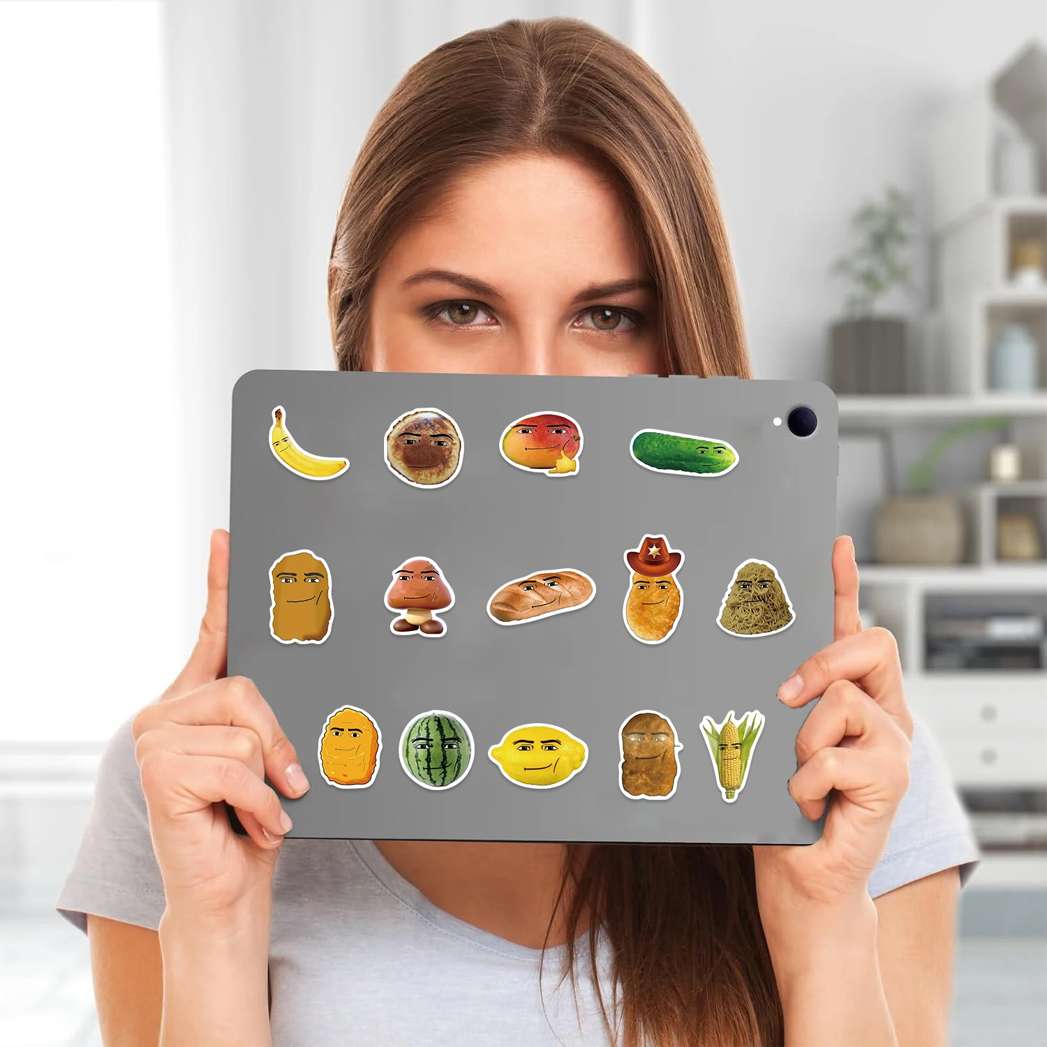 58 قطعة من Robloxs Face-Winning Smile-Chicken Nugget Meme Series كارتون مقاوم للماء كوب ماء مزخرف جراب هاتف ملصقات