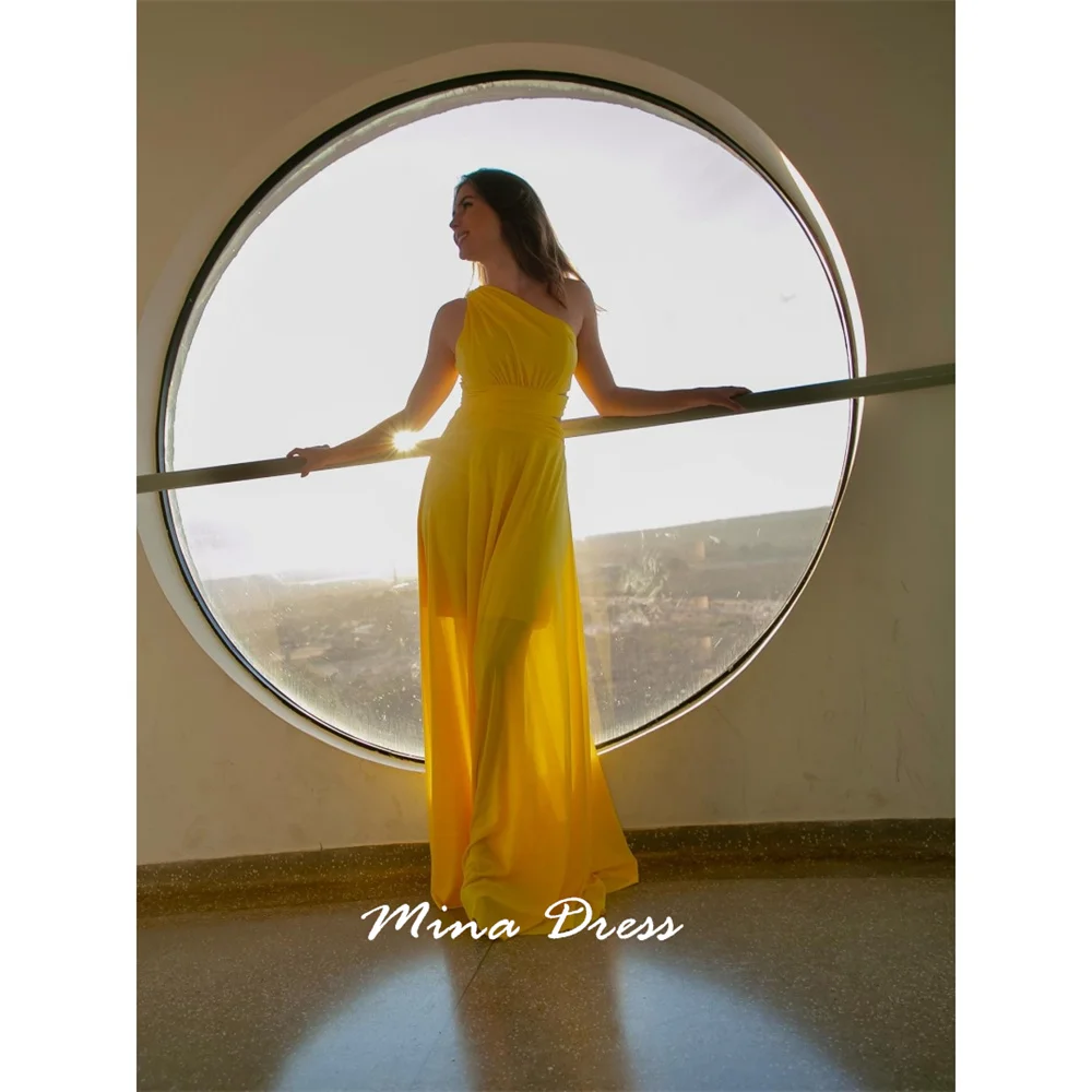 

Mina Customized One Shoulder Dresses for Special Events Back-length Arabic Evening Dress Luxury Evening Dresses 2025 Sleeveless