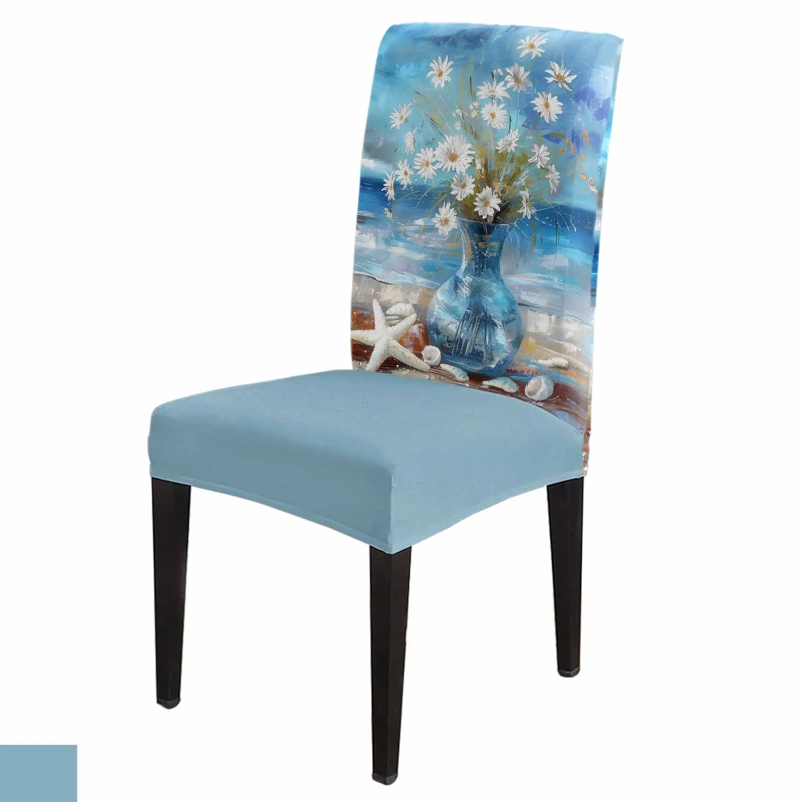 Vintage Oil Painting Daisy Dining Chair Covers Spandex Stretch Seat Cover for Wedding Kitchen Banquet Party Seat Case