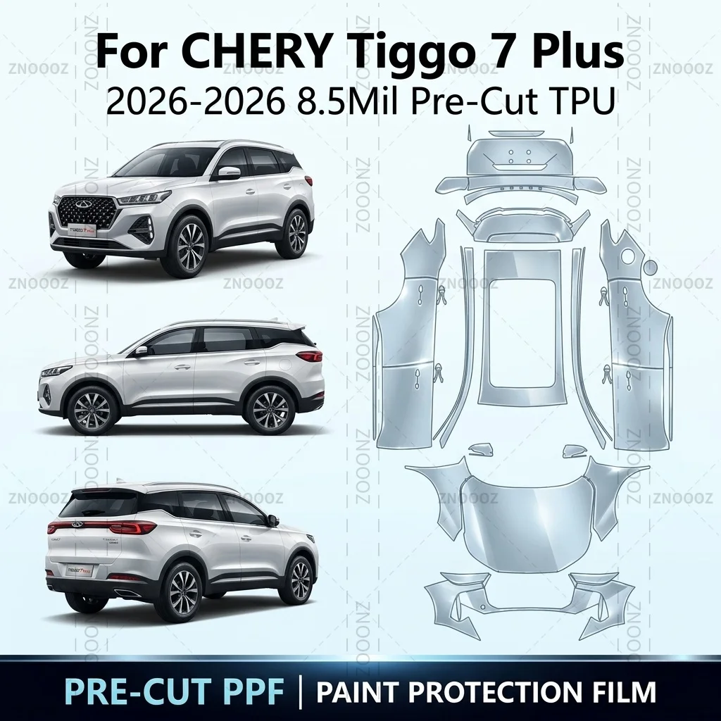 For CHERY Tiggo 7 Plus 2026-2026 8.5Mil Pre-Cut TPU PPF Paint Protection Self Full Vehicle Glossy Clear Matte Black Hydrophobic